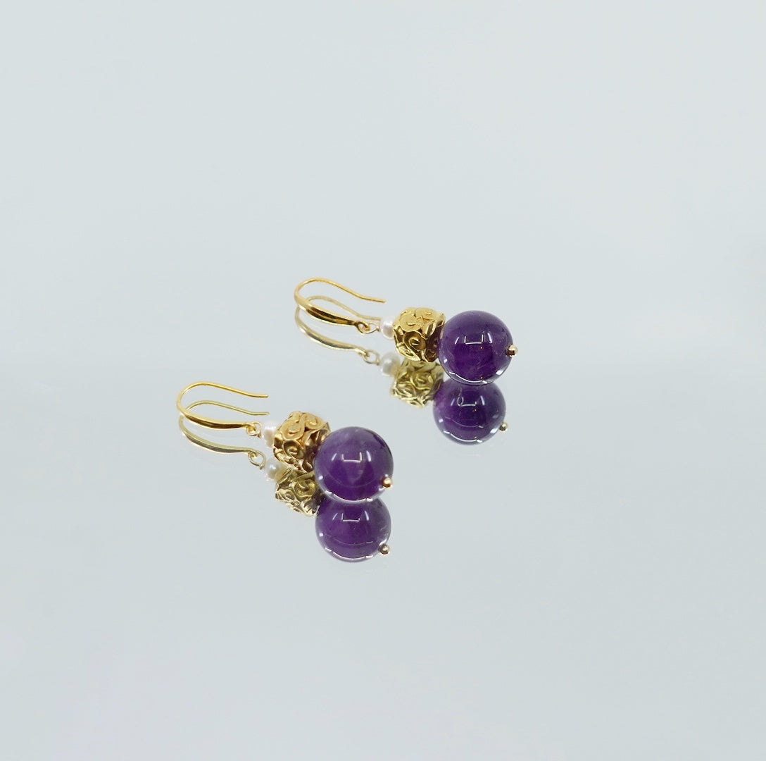Amethyst Auspicious Clouds Earrings Gold