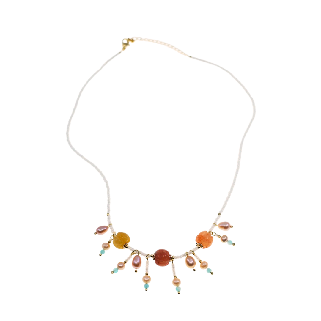 Dunhuang Pearl and Gemstone Statement Necklace