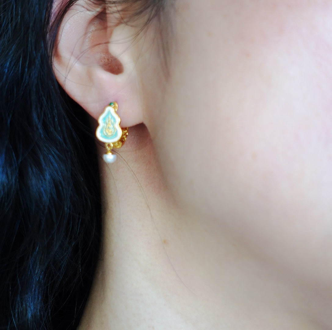 Enamel Gourd Hoop Earrings
