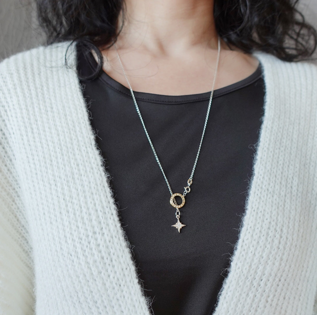 Guiding Star Y Chain Necklace Silver Star Model
