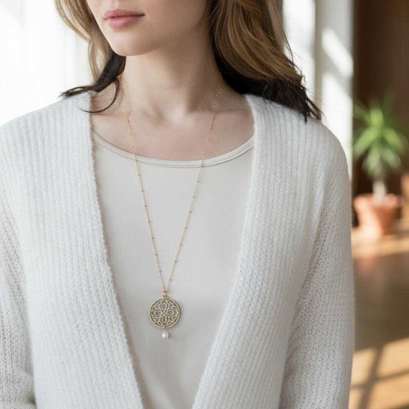 Auspicious Origin Large Pendant Necklace Gold - Yun Boutique