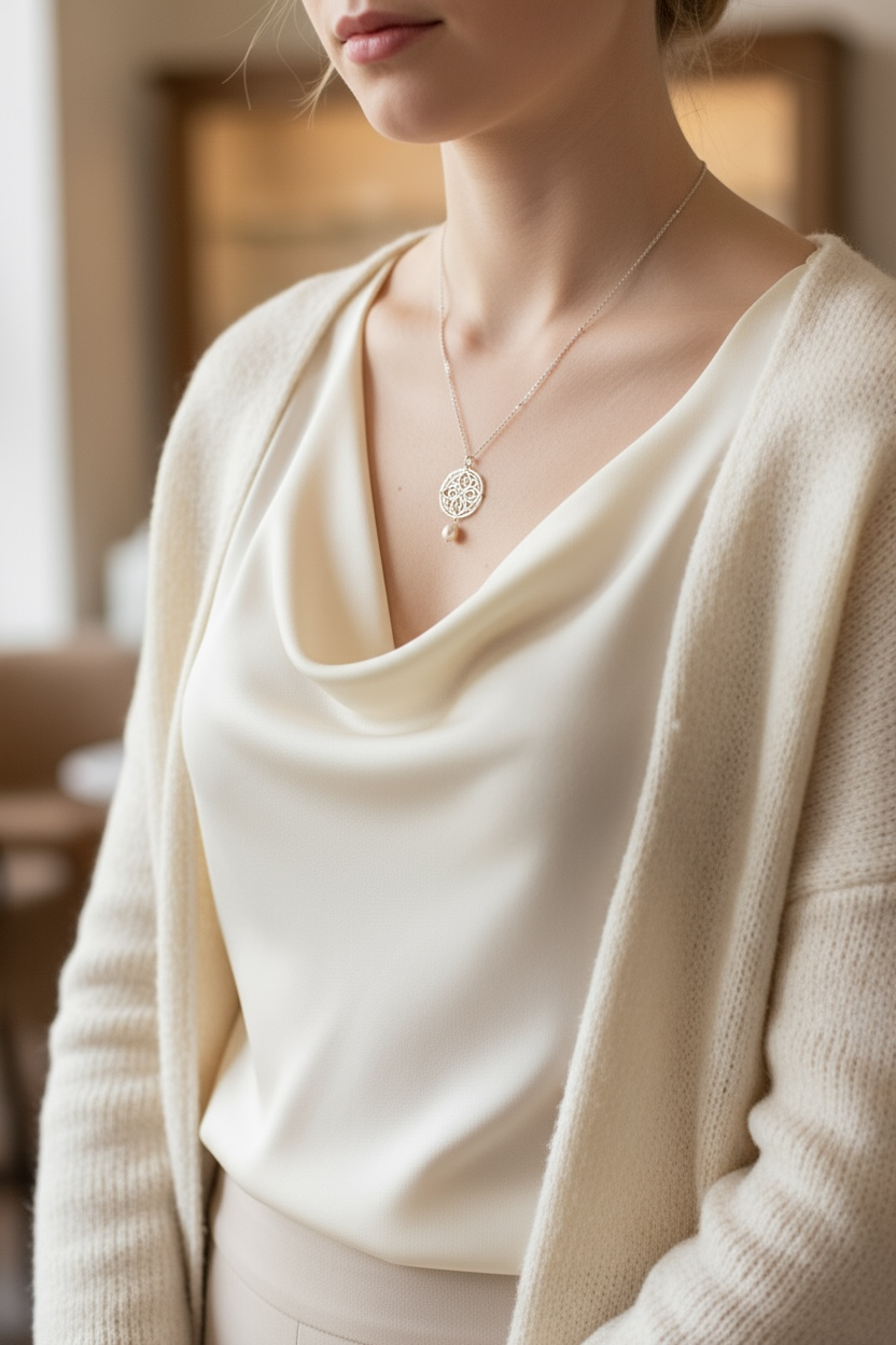 Auspicious Origin Large Pendant Necklace Silver - Yun Boutique