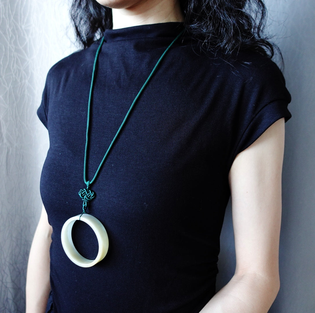 Green Jadeite Bangle Necklace - Yun Boutique