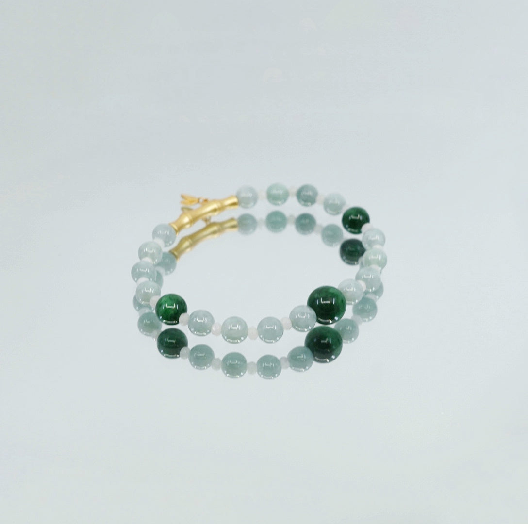 Bamboo Theme Beaded Jadeite Bracelet - Yun Boutique