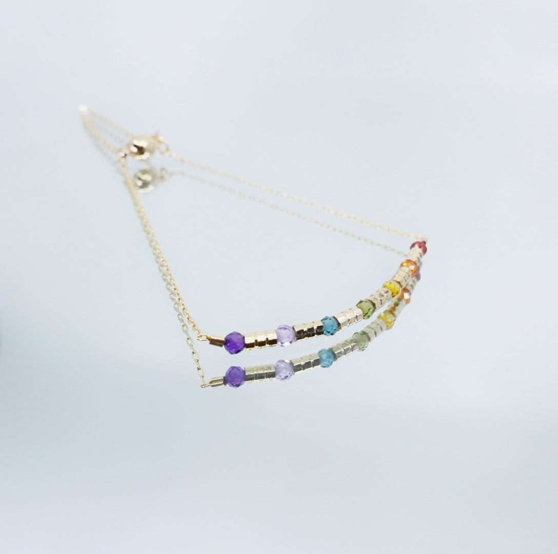Rainbow Zirconia Bracelet Gold - Yun Boutique