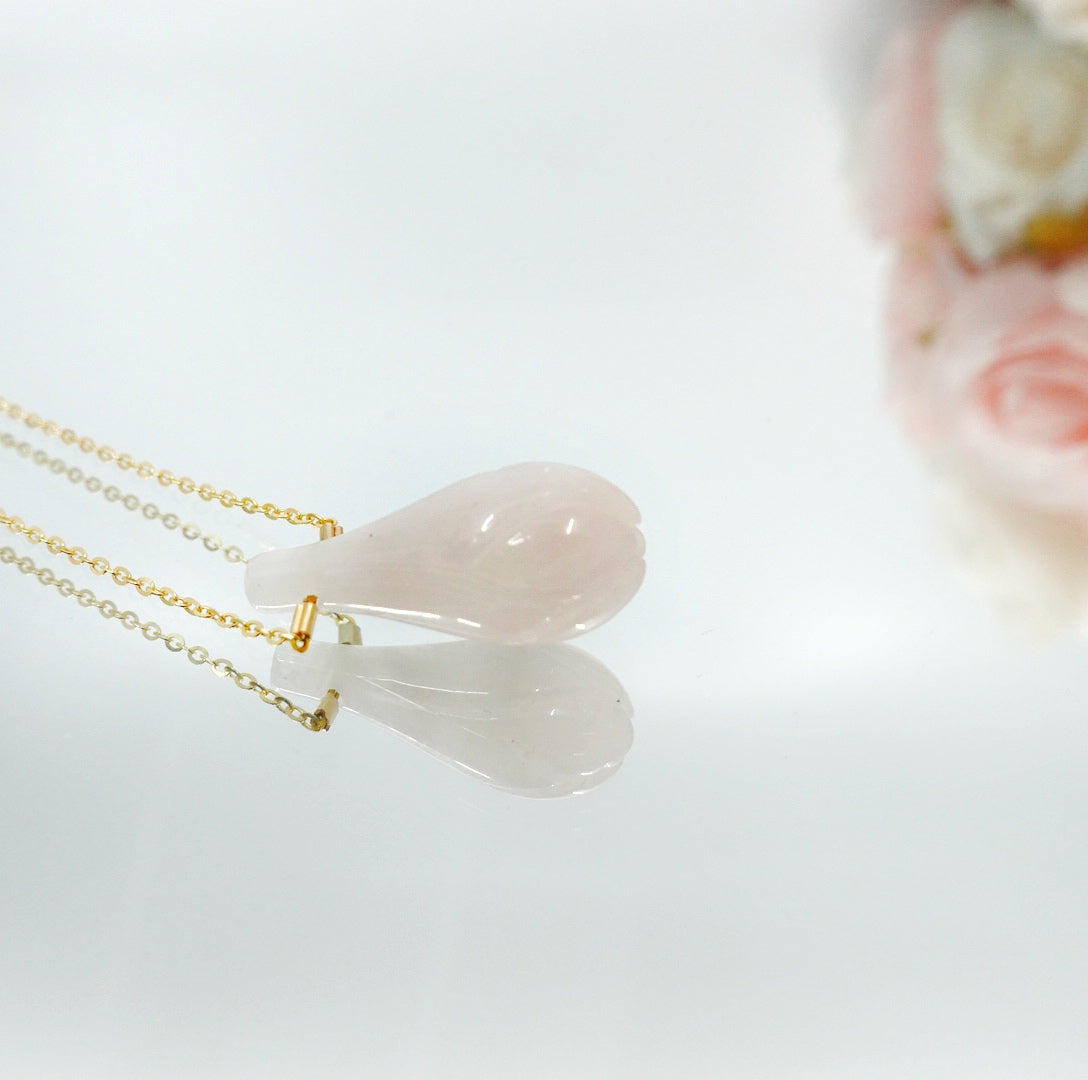 Elf Forest Rose Quartz Petal Necklace - Yun Boutique