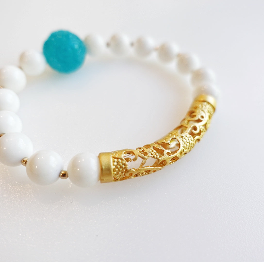 Auspicious Beaded Tridacna Bracelet - Yun Boutique