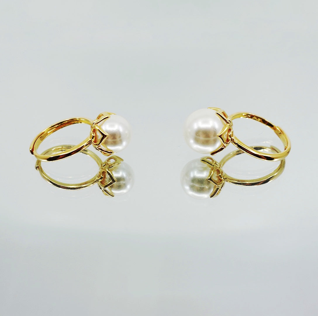 Gold Lotus Pearl Ring - Yun Boutique