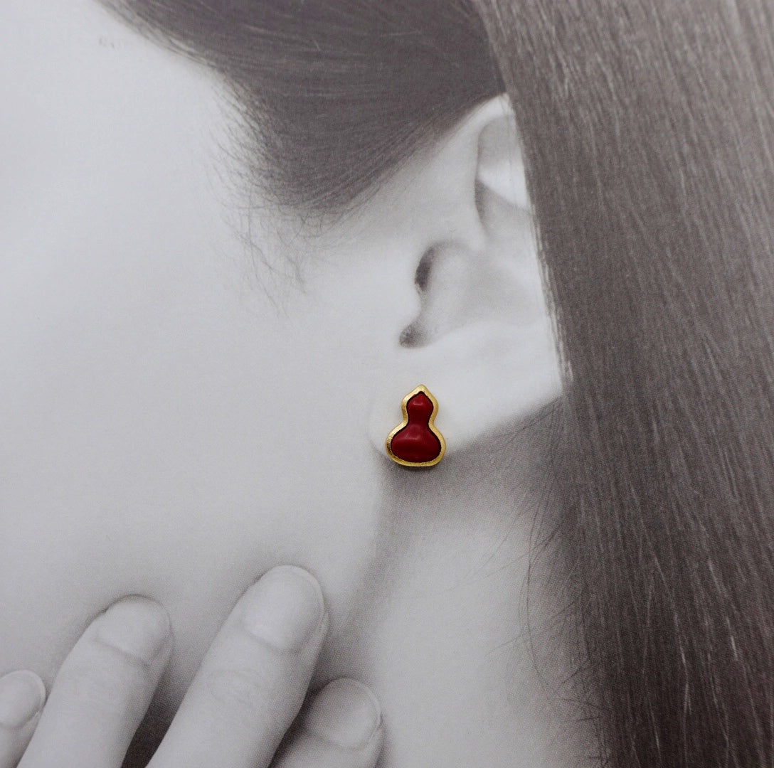Red Gourd Stud Earrings - Yun Boutique