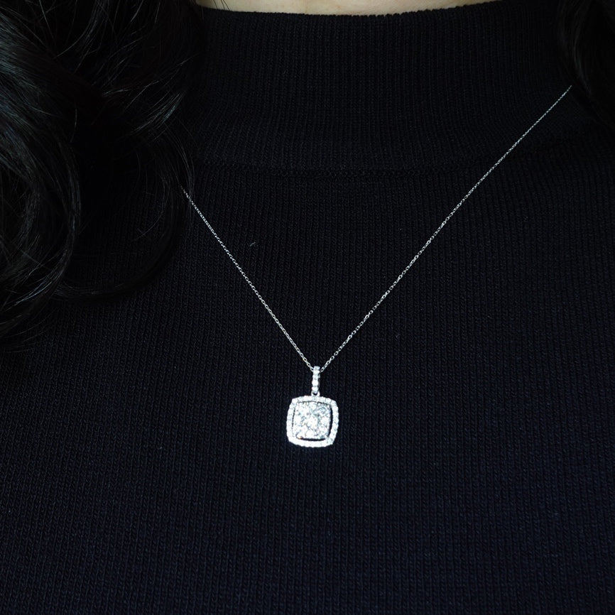 New York Square Pavé Diamond Pendant