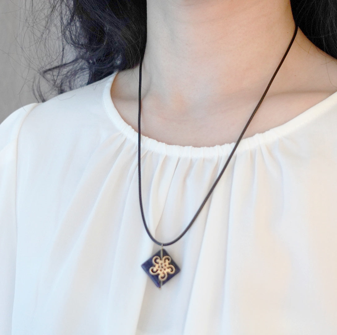 Lapis Leather Necklace - Yun Boutique