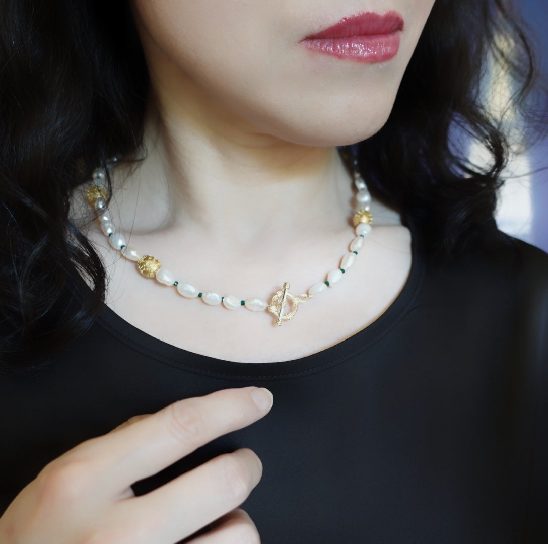 Baroque Pearl Necklace with Auspicious Clouds - Yun Boutique