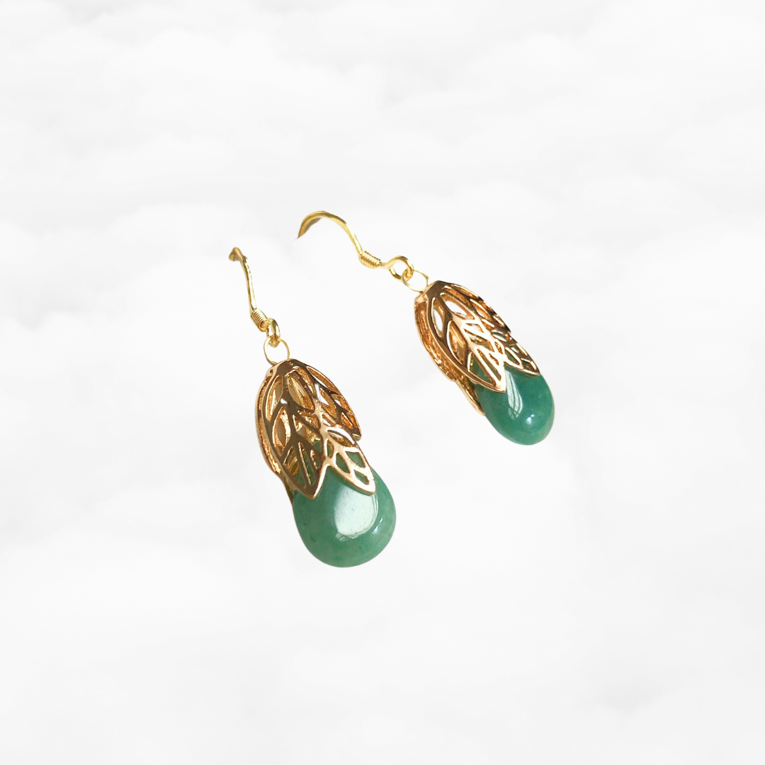 Gold Leaf Aventurine Earrings - Yun Boutique