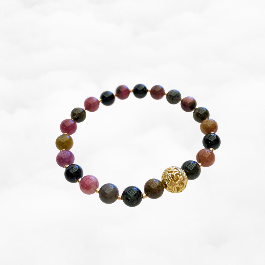 Beaded Tourmaline Auspicious Clouds Bracelet 8mm - Yun Boutique