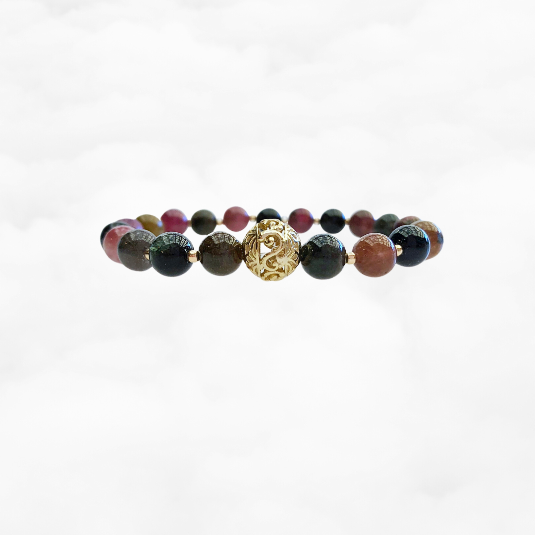 Beaded Tourmaline Auspicious Clouds Bracelet 8mm - Yun Boutique