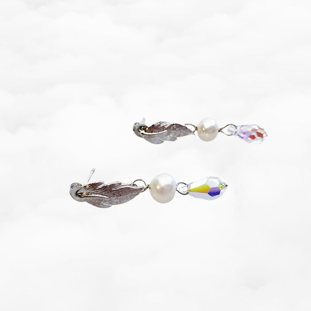 Silver Flower and Crystal Earrings - Yun Boutique