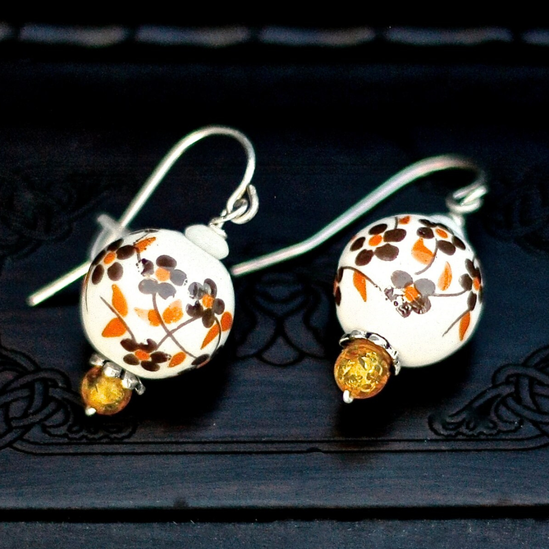 Yellow Plum Blossom Porcelain Earrings - Yun Boutique