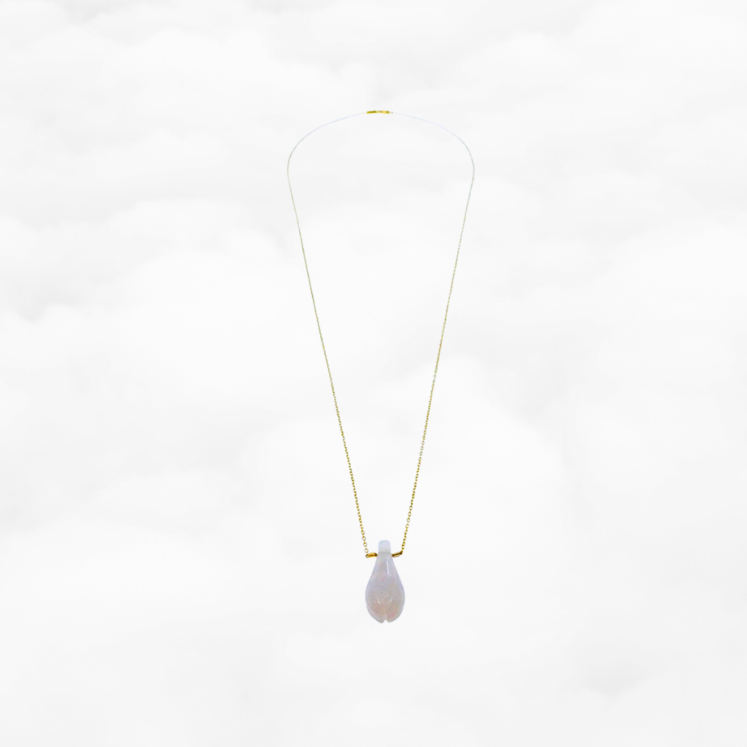 Elf Forest Rose Quartz Petal Necklace - Yun Boutique
