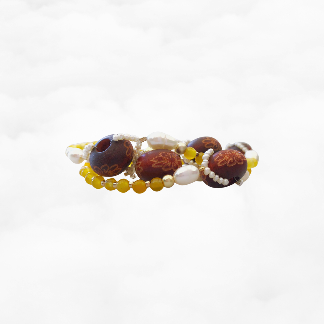 Return to Origin Jade and Wood Lariat Necklace Set - Yun Boutique