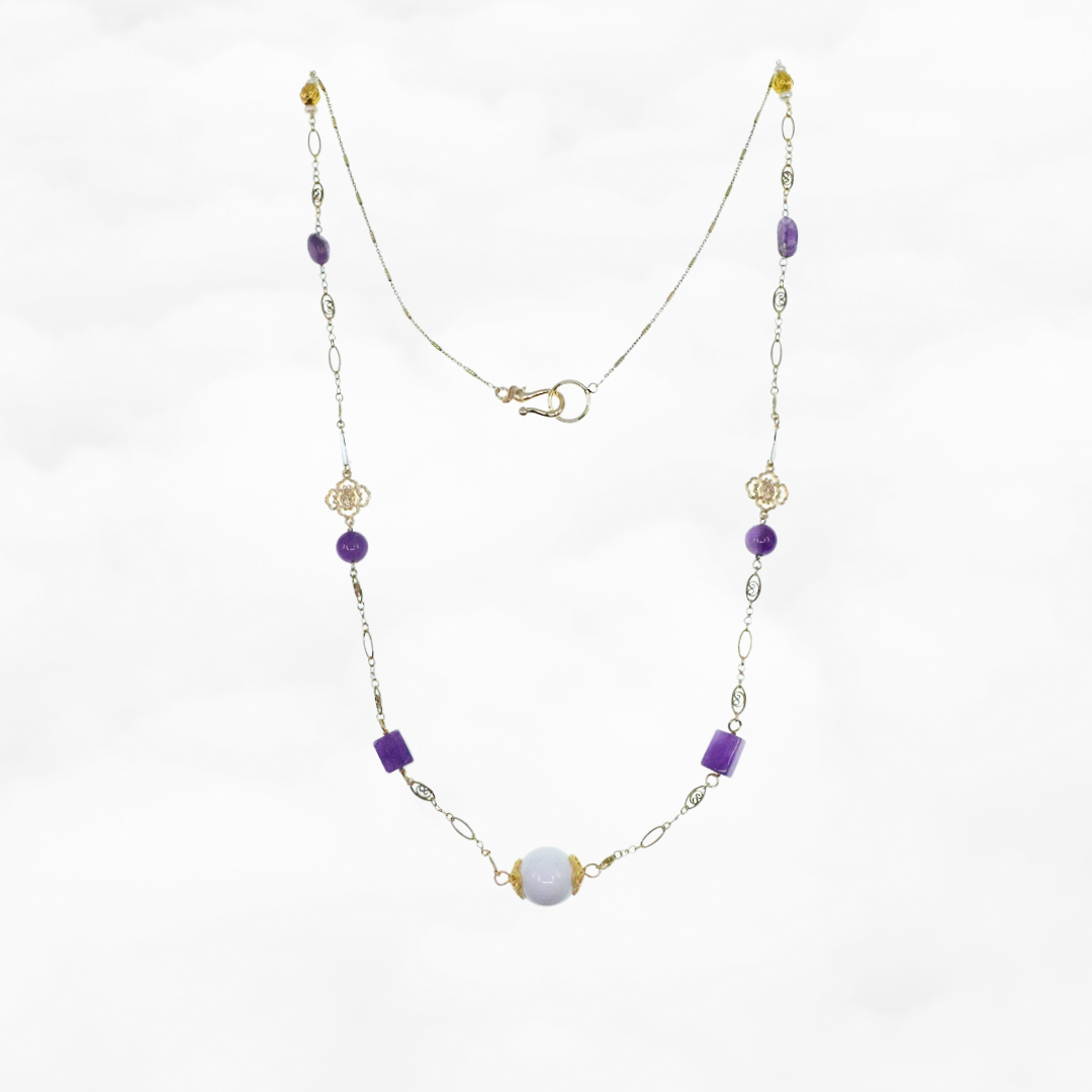 Winter Theme Gemstone Long Necklace - Yun Boutique