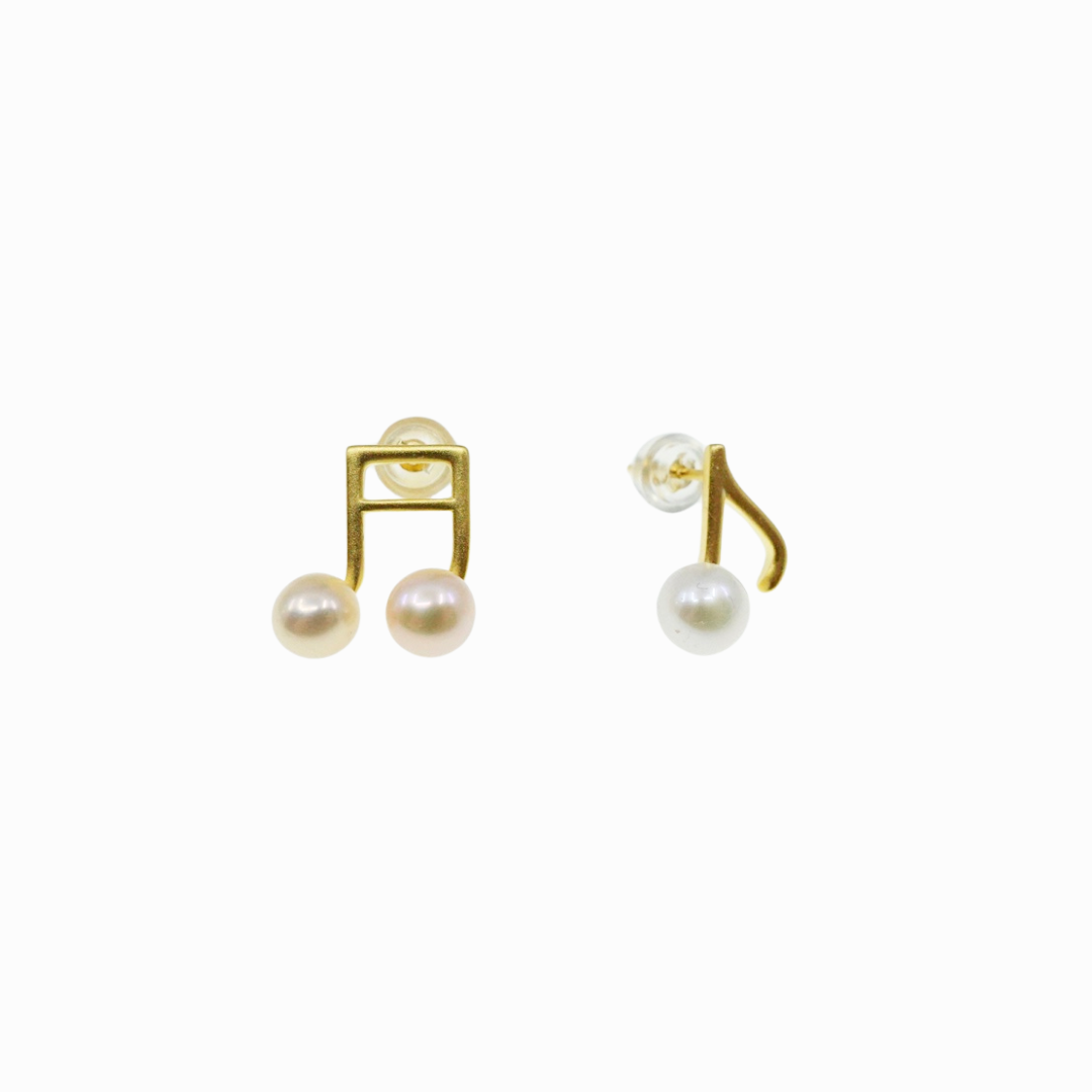 Asymmetrical Musical Notes Stud Earrings - Yun Boutique