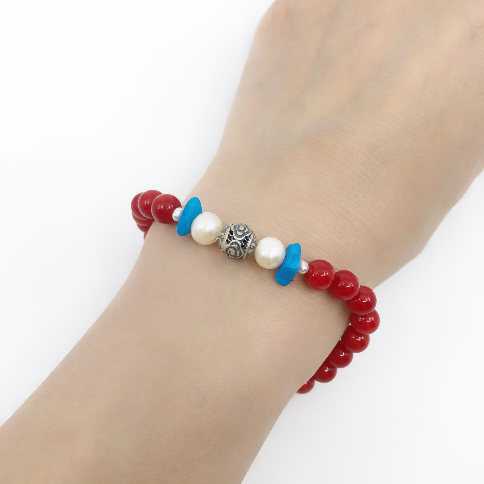 Reunion Beaded Bracelet - Red Coral - Yun Boutique