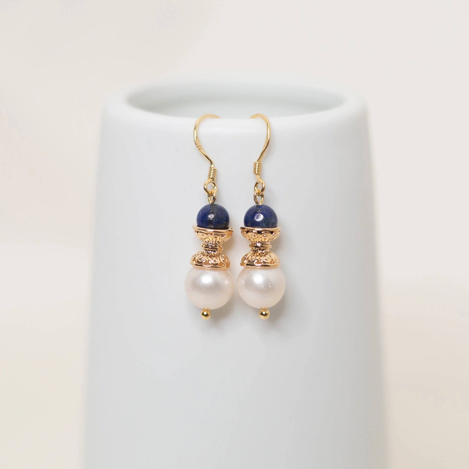 Gold Lotus Pearl Earrings - Yun Boutique