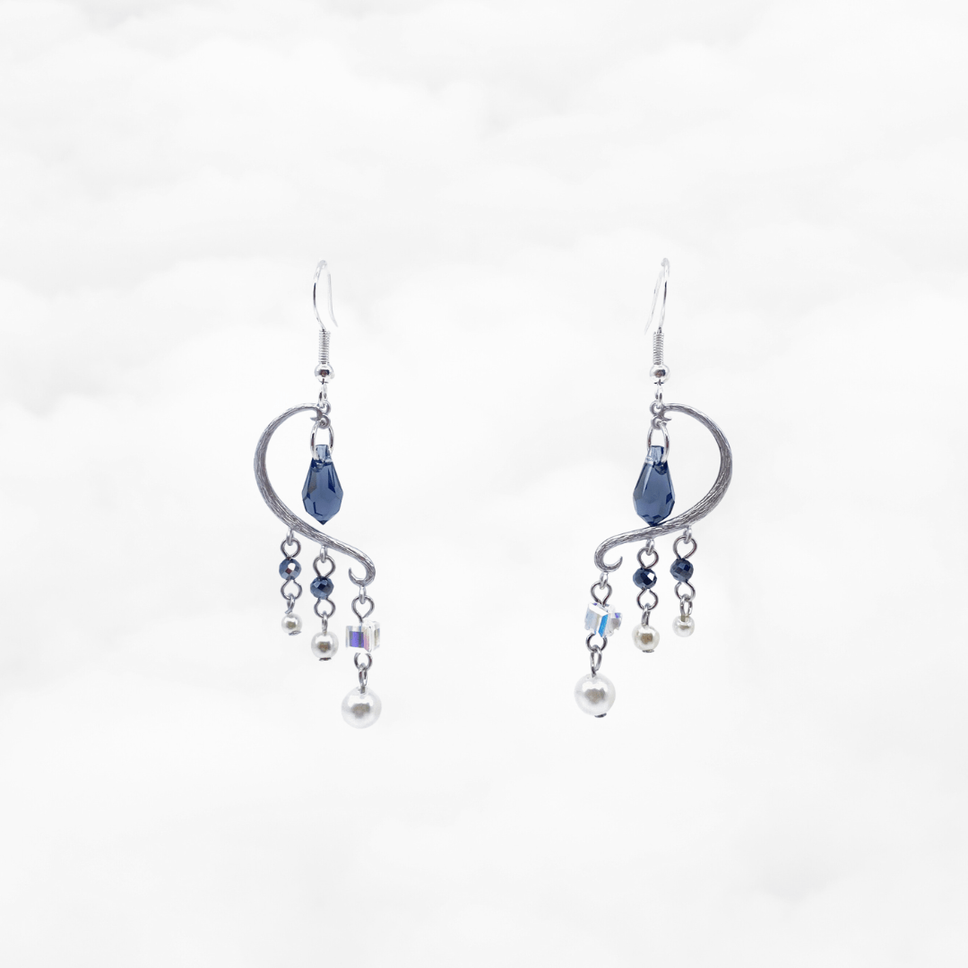 Heavenly Elegance Silver Smoky Blue Earrings - Yun Boutique
