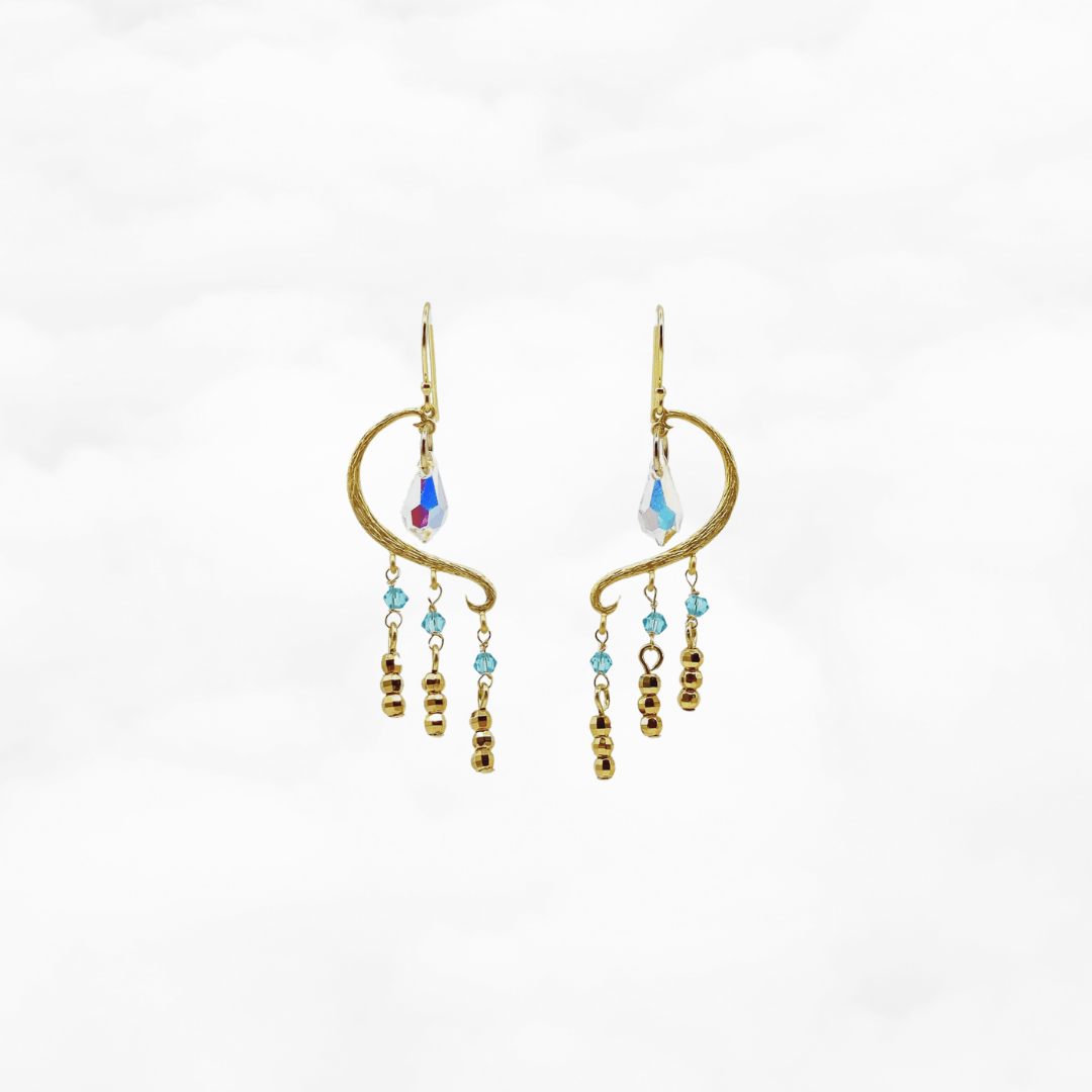 Heavenly Elegance Gold Blue Earrings - Yun Boutique