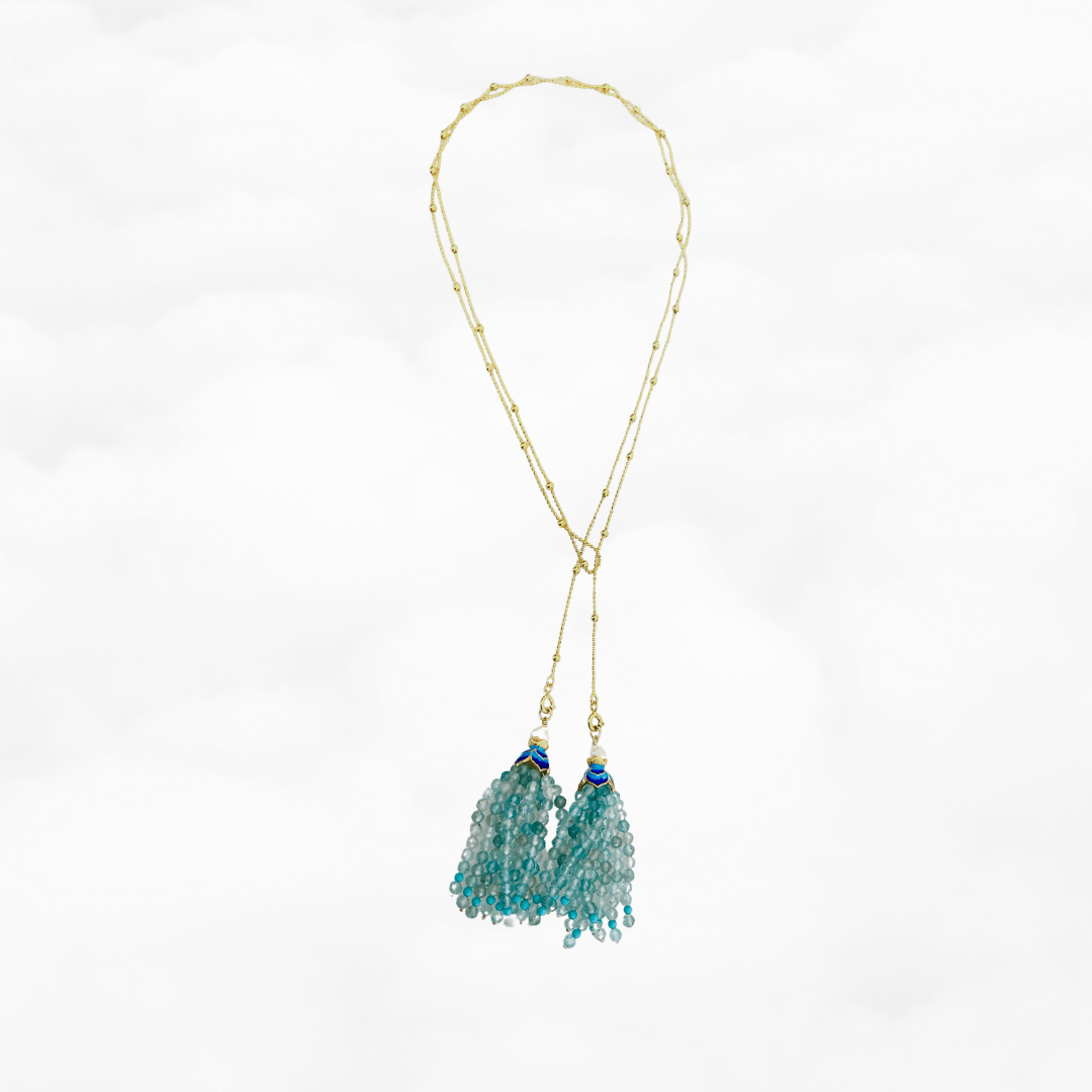 Tassels Necklace and Earrings - Apatite - Yun Boutique