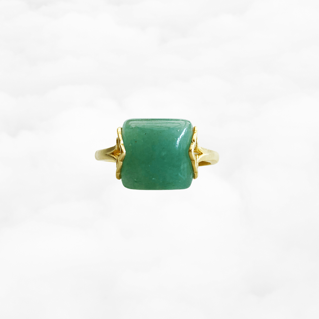 Gold Square Aventurine Ring - Yun Boutique