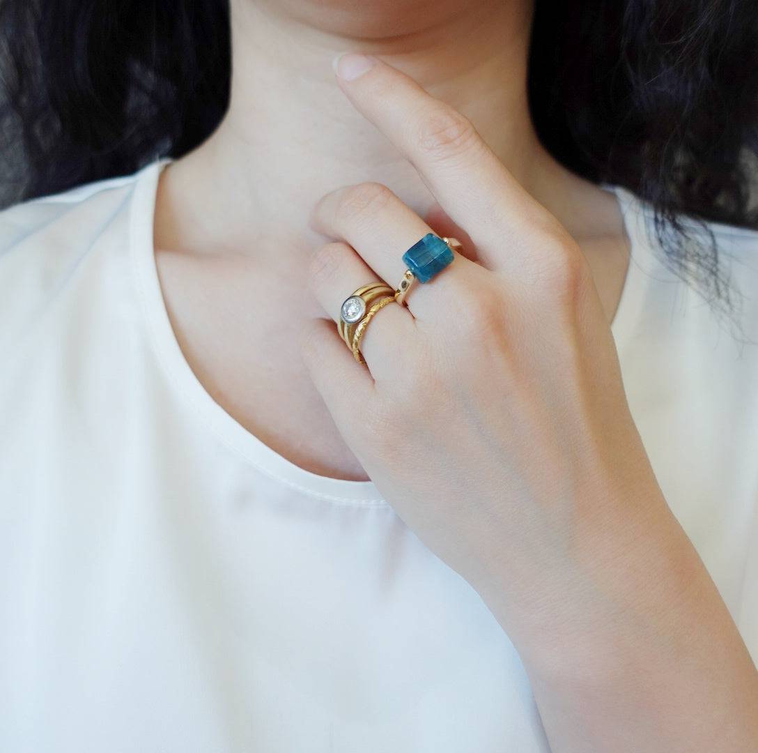 Natural Apatite Stack Ring - Yun Boutique