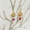Red Coral Shell Plum Blossom Earrings