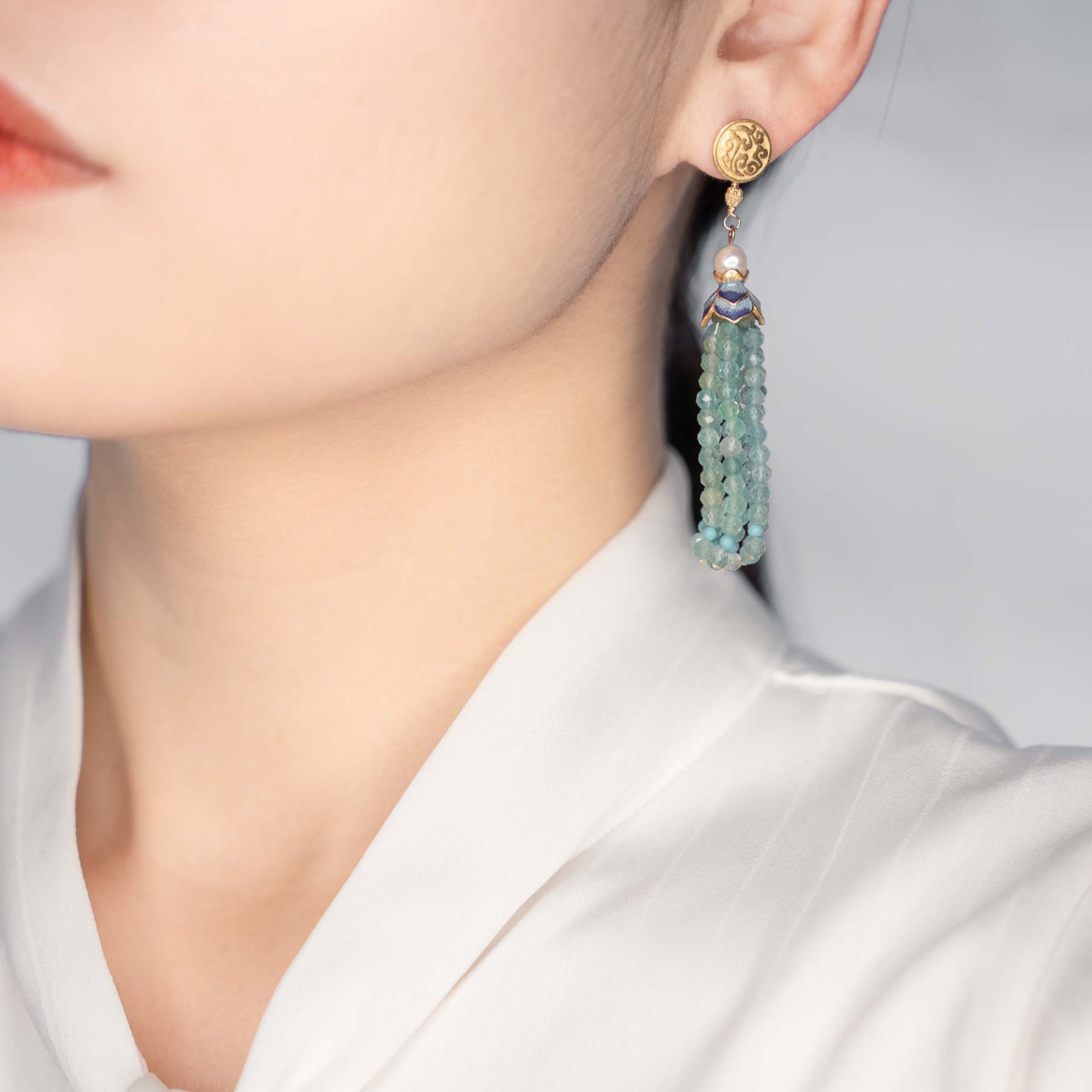Apatite Tassels Necklace and Earrings Set - Yun Boutique