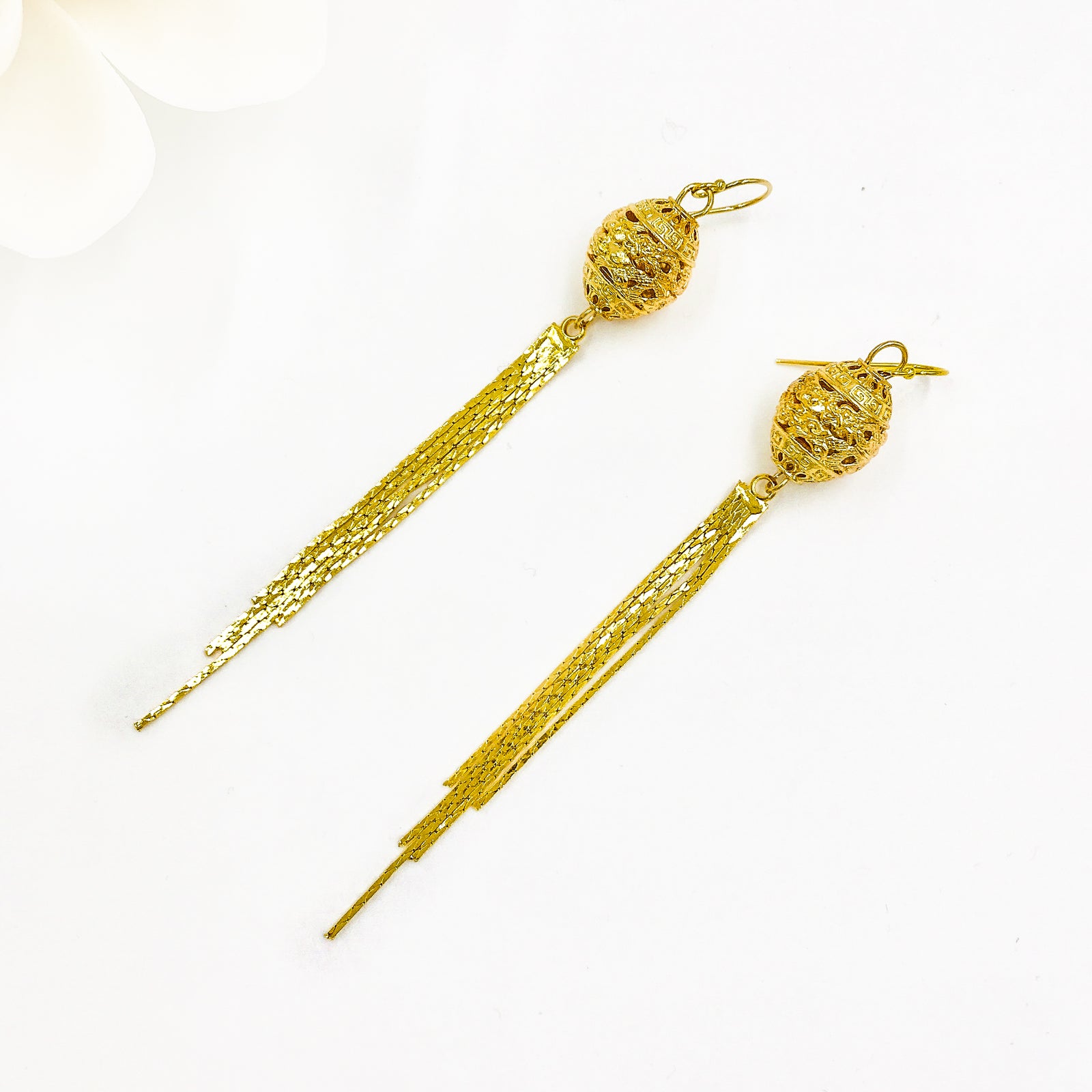 Dragon Princess Tassel Earrings Gold - Yun Boutique