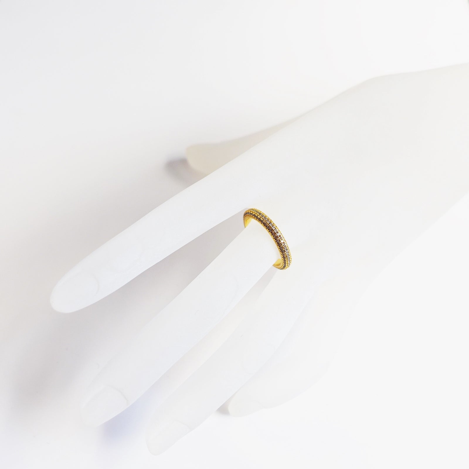 Gold Zircon Stack Ring in Sterling Silver. Asian Boutique Jewelry from New York. Stack ring, stackable ring, gold ring, zircon ring, sterling silver ring, statement ring, gold ring for women, cocktail ring, boutique ring, sterling silver rings for women, gold stacking rings.