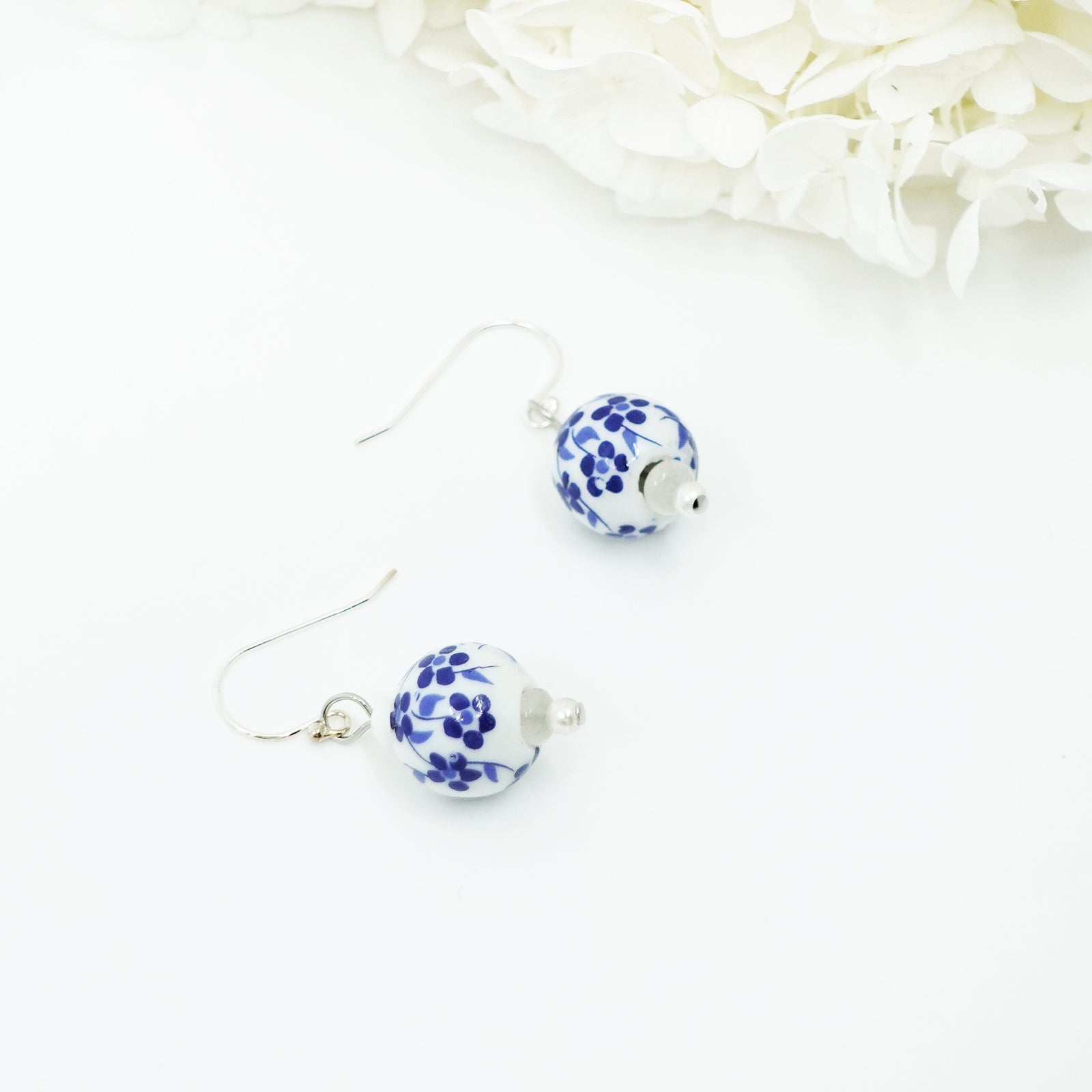Blue Plum Blossom Porcelain Earrings - Yun Boutique