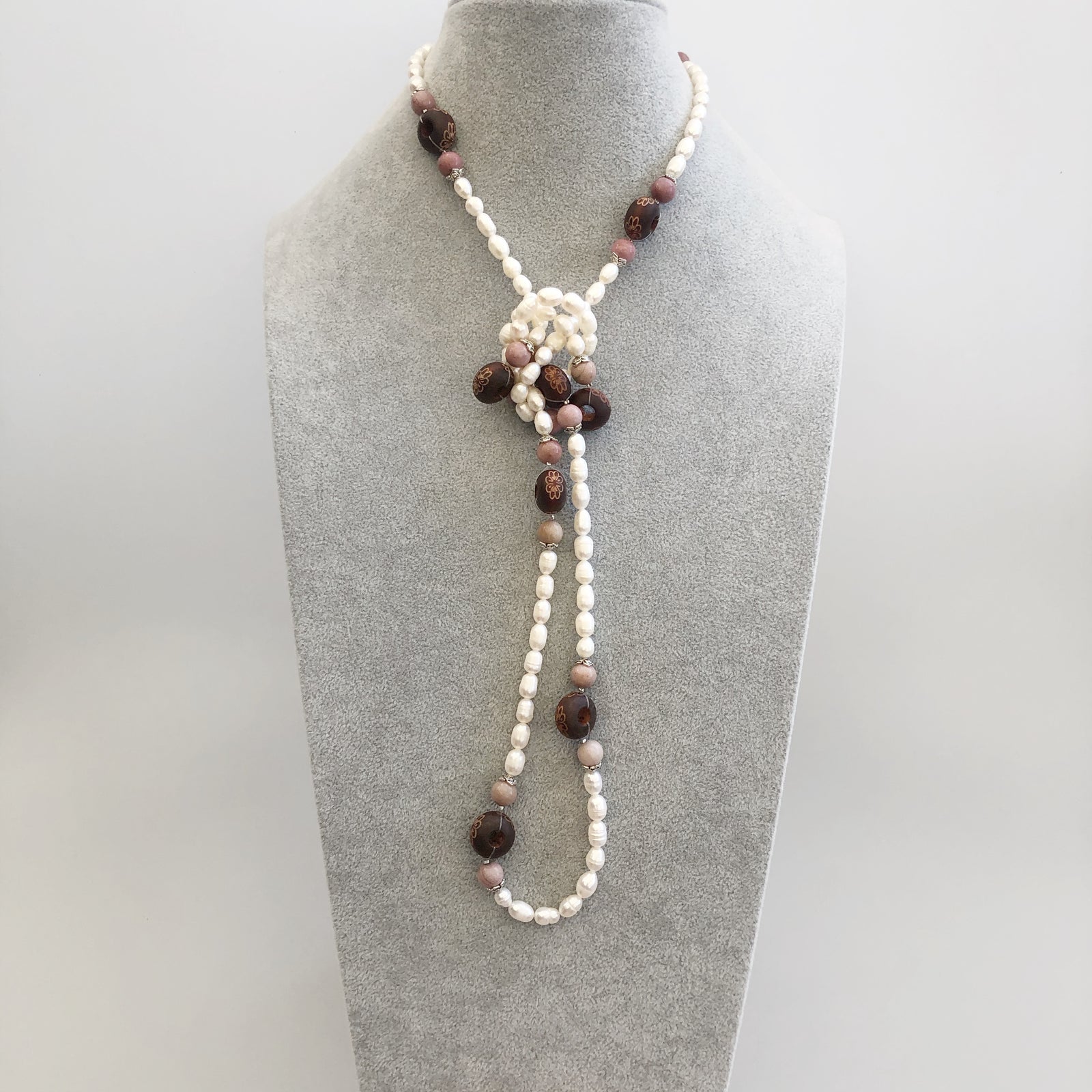 Multi-style Baroque Pearl Lariat Necklace Set with Red Tassels - Yun Boutique