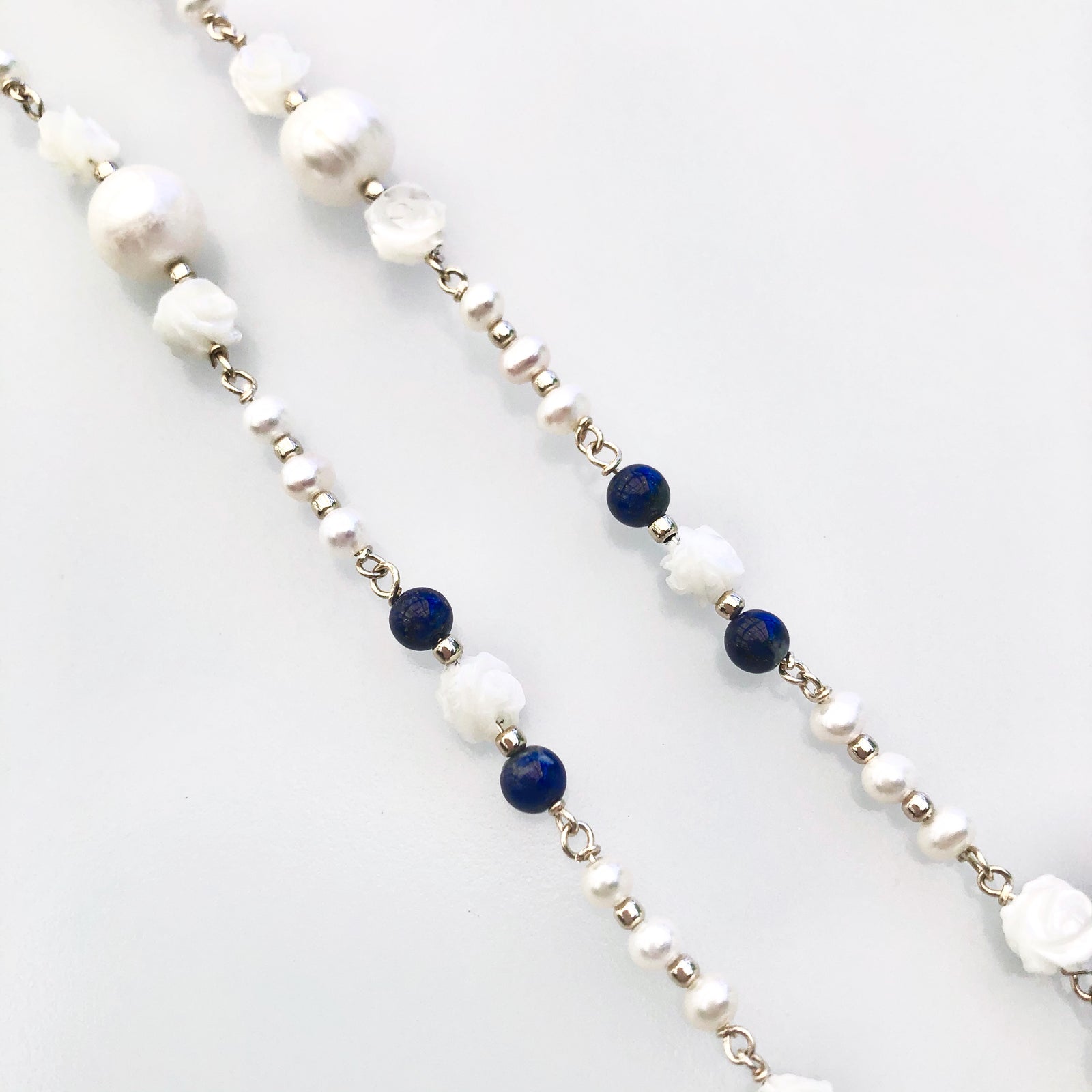 Vintage Style Natural Pearl Enamel Pendant Necklace