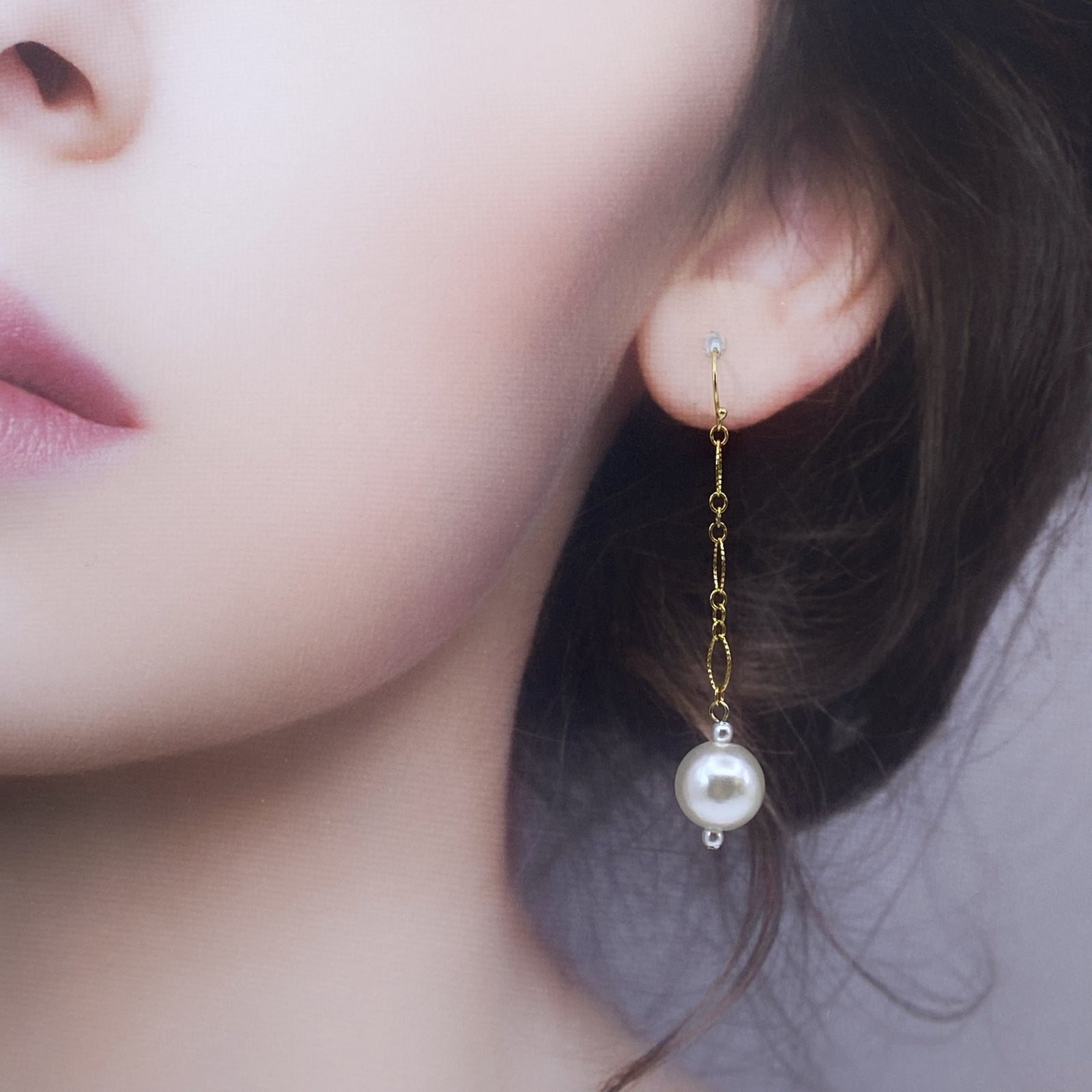Yun Boutique Gold and Silver Large Pearl Dangle Earrings