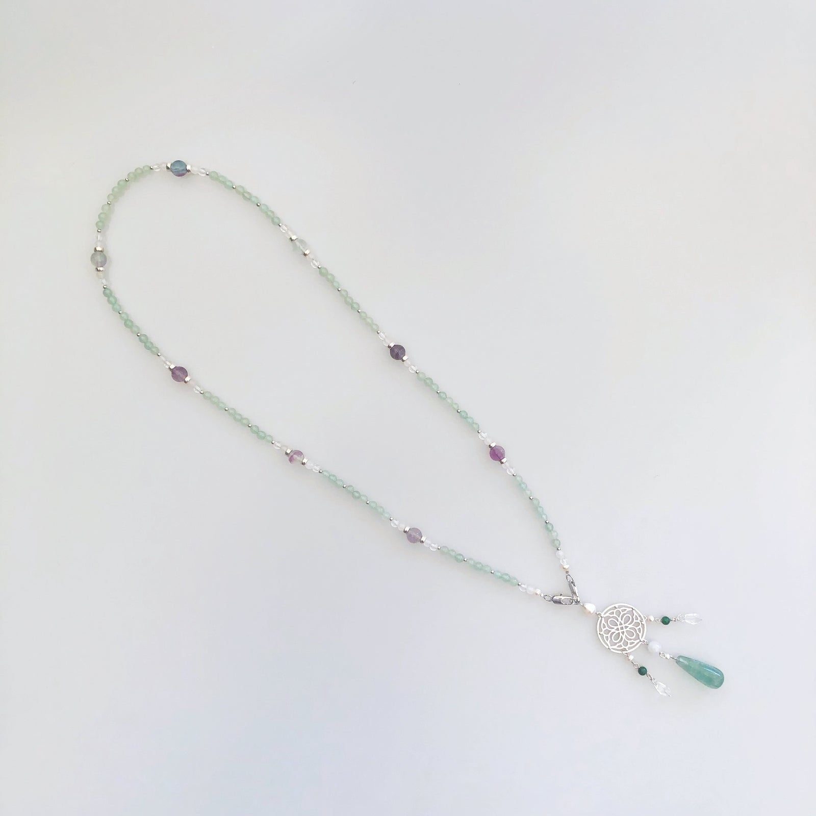 Multi-style Aventurine Lariat Necklace Set with Moonstone Tassels