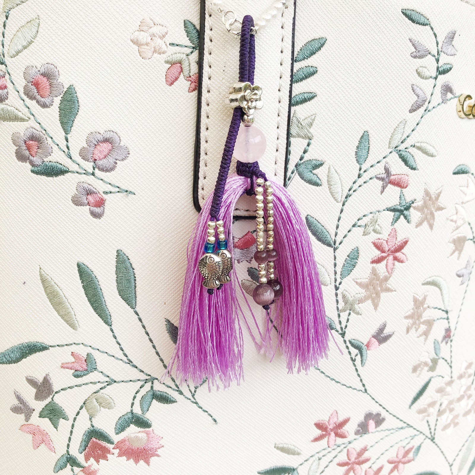 Green Silk Tassel Bag Accessory