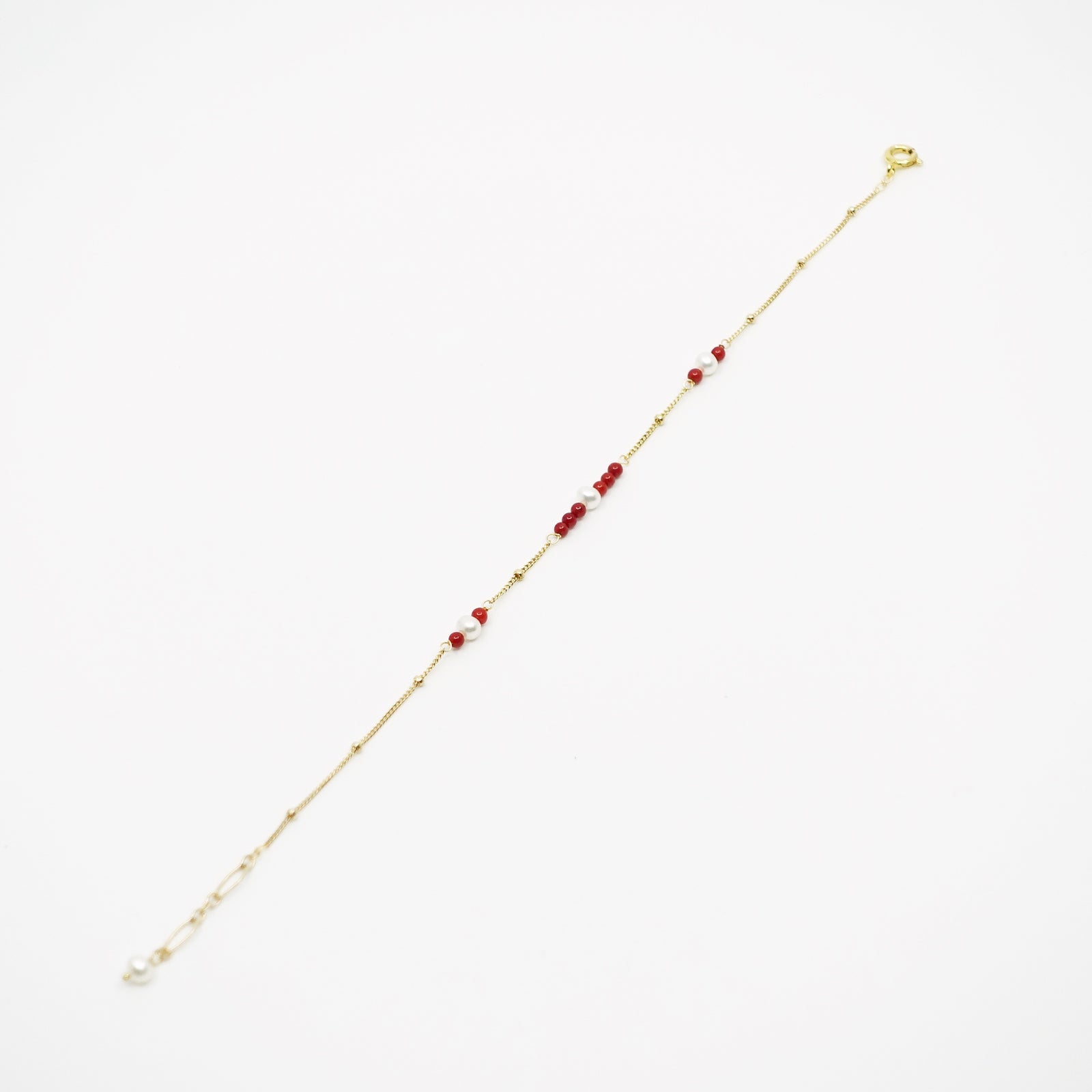 Gold Filled Red Coral and Seed Pearl Bracelet - Yun Boutique