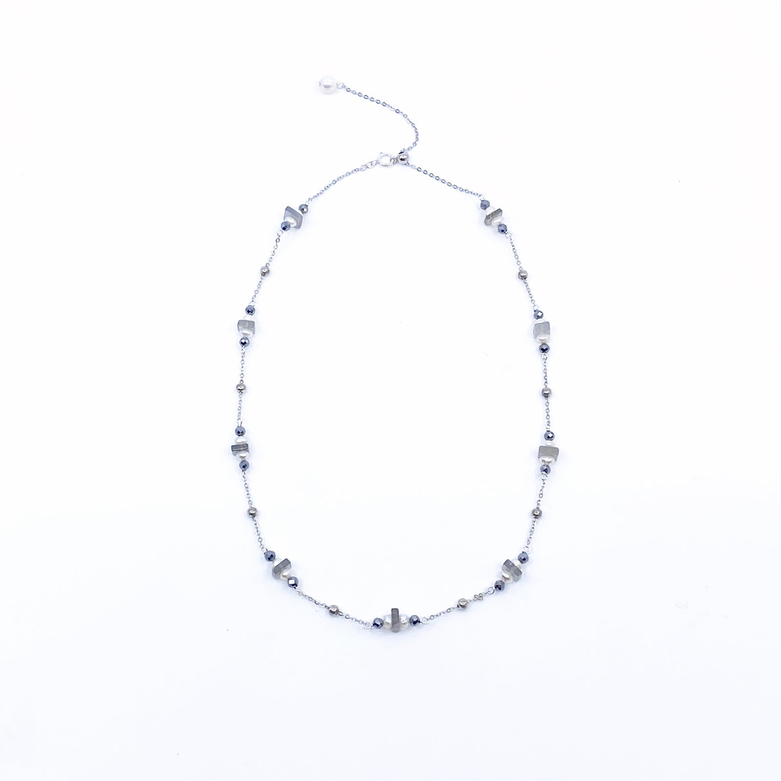 Yun Boutique The Nine Grey Gemstone Choker Necklace and Earrings Set