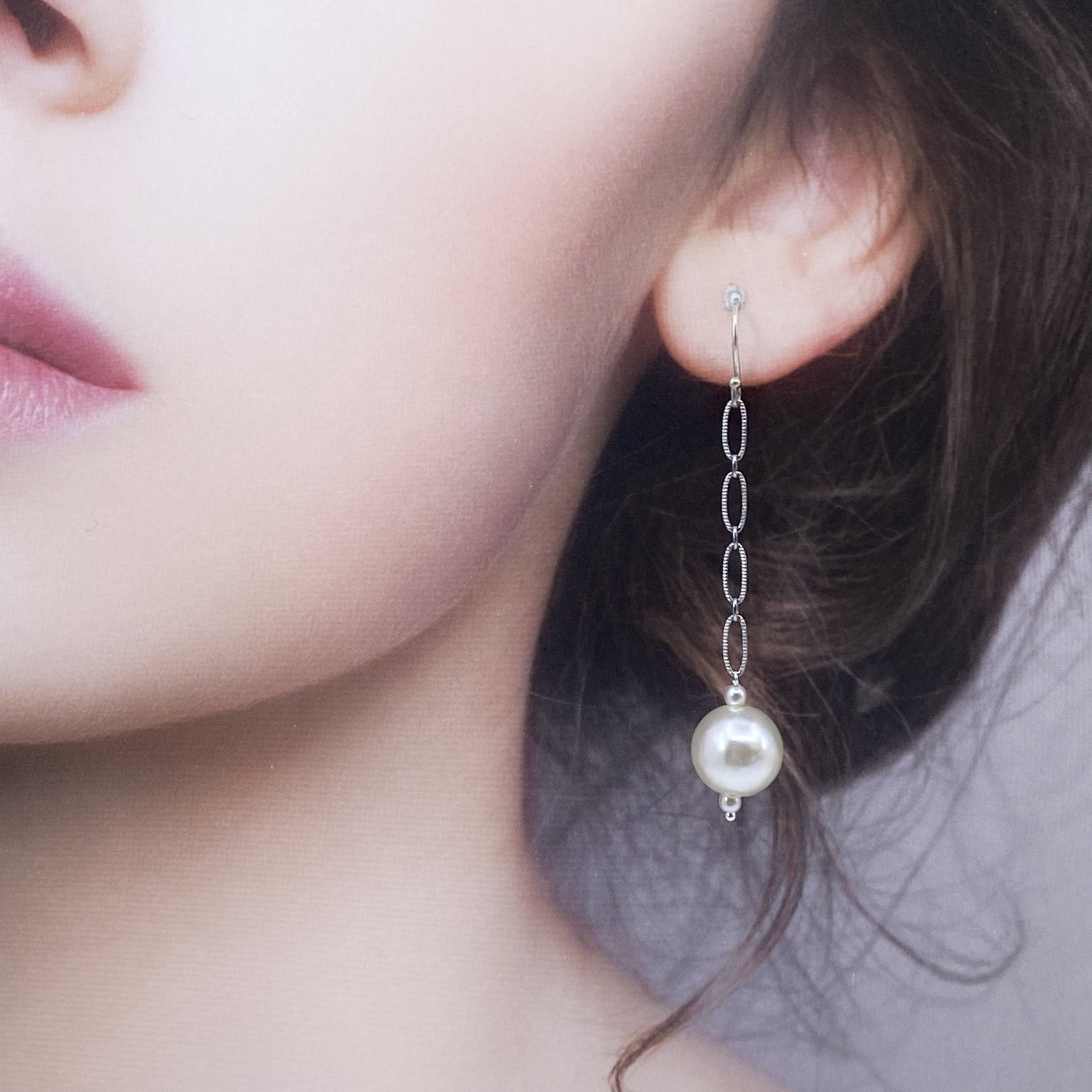 Yun Boutique Gold and Silver Large Pearl Dangle Earrings