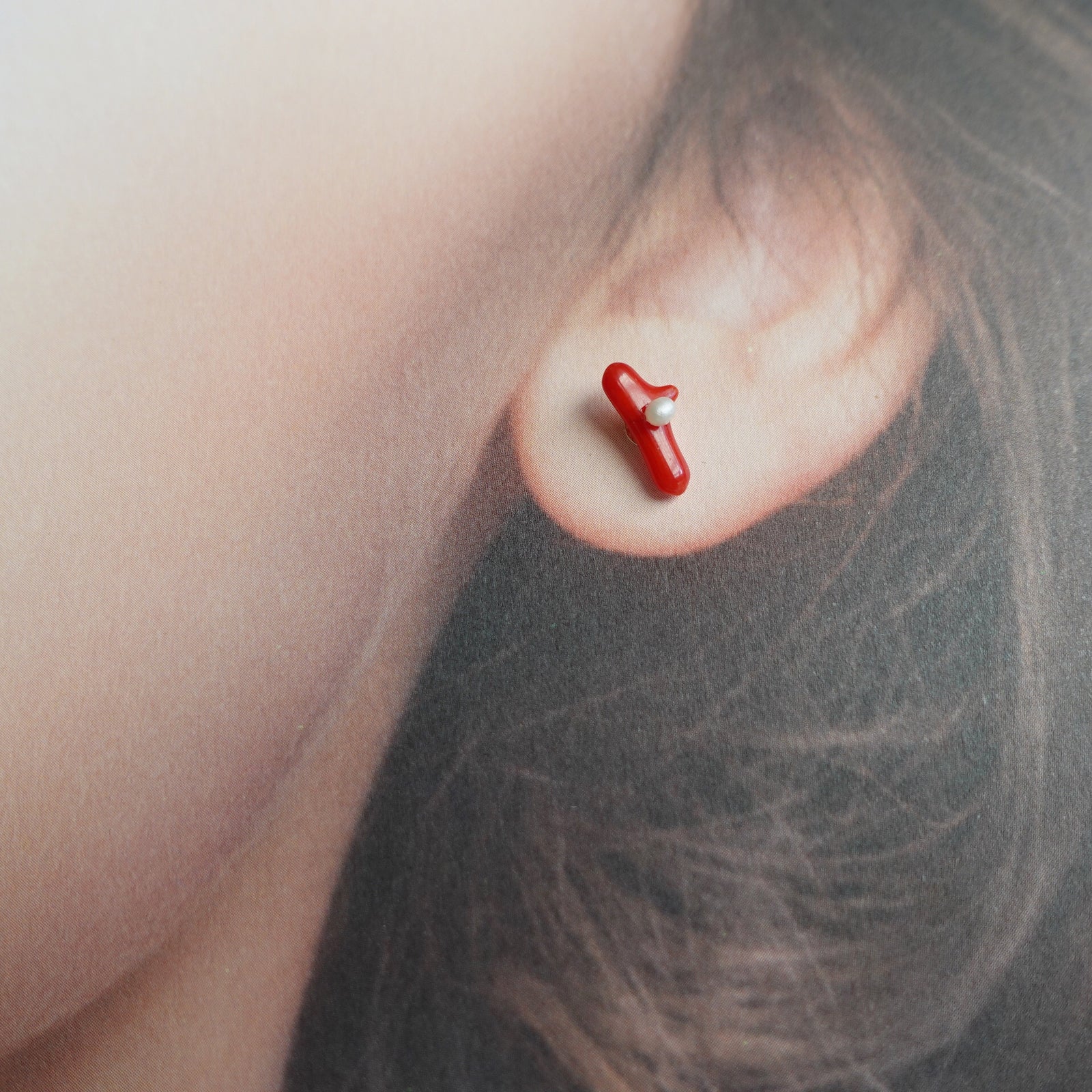 Natural Red Coral Studs - Yun Boutique