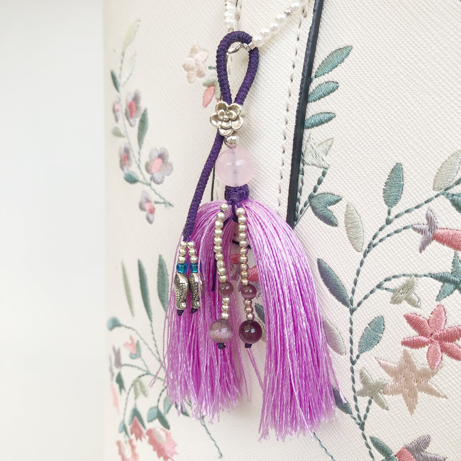 Green Silk Tassel Bag Accessory