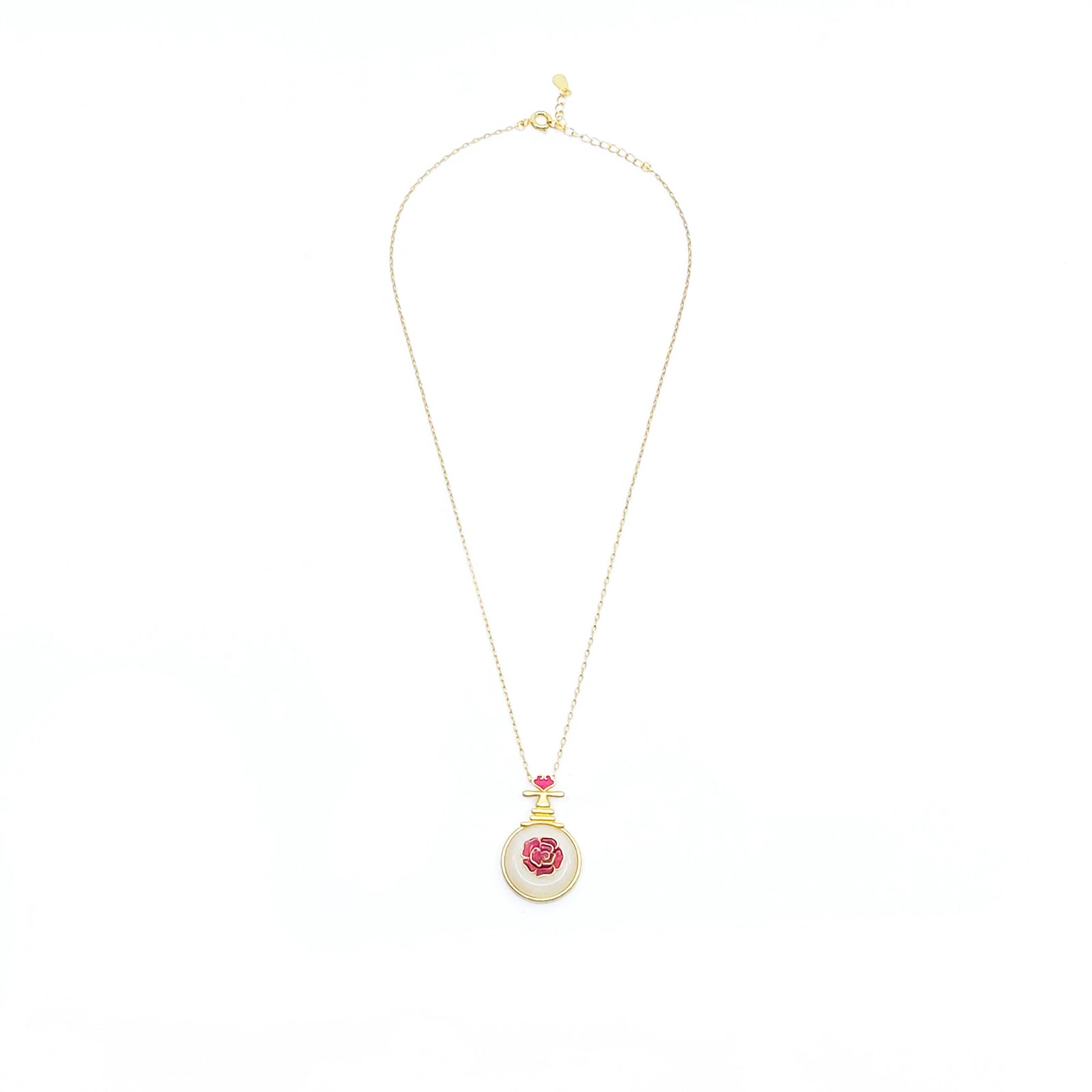 Yun Boutique Gold Pipa Enamel Hetian White Jade Necklace