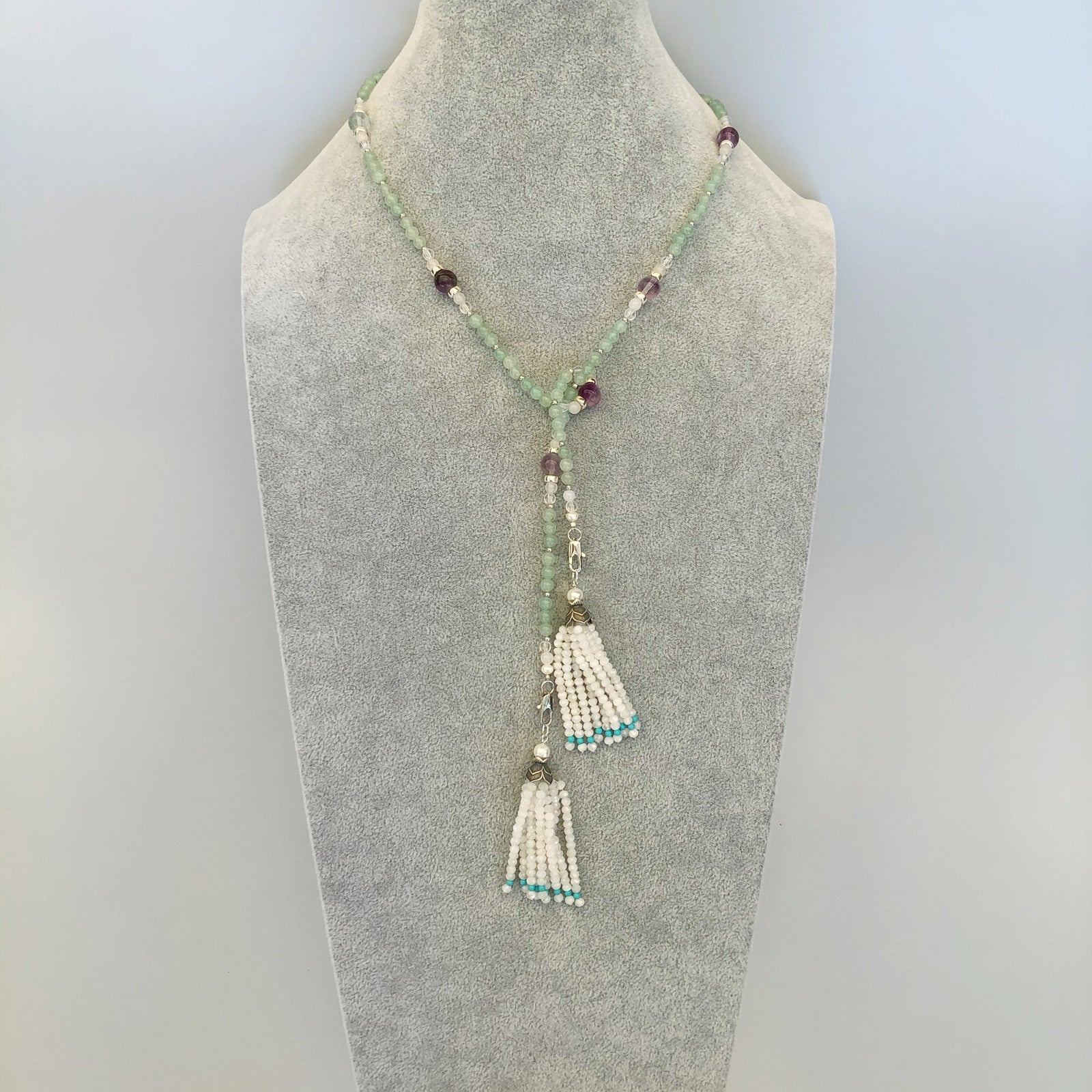 Yun Boutique Aventurine and Moonstone Lariat Necklace