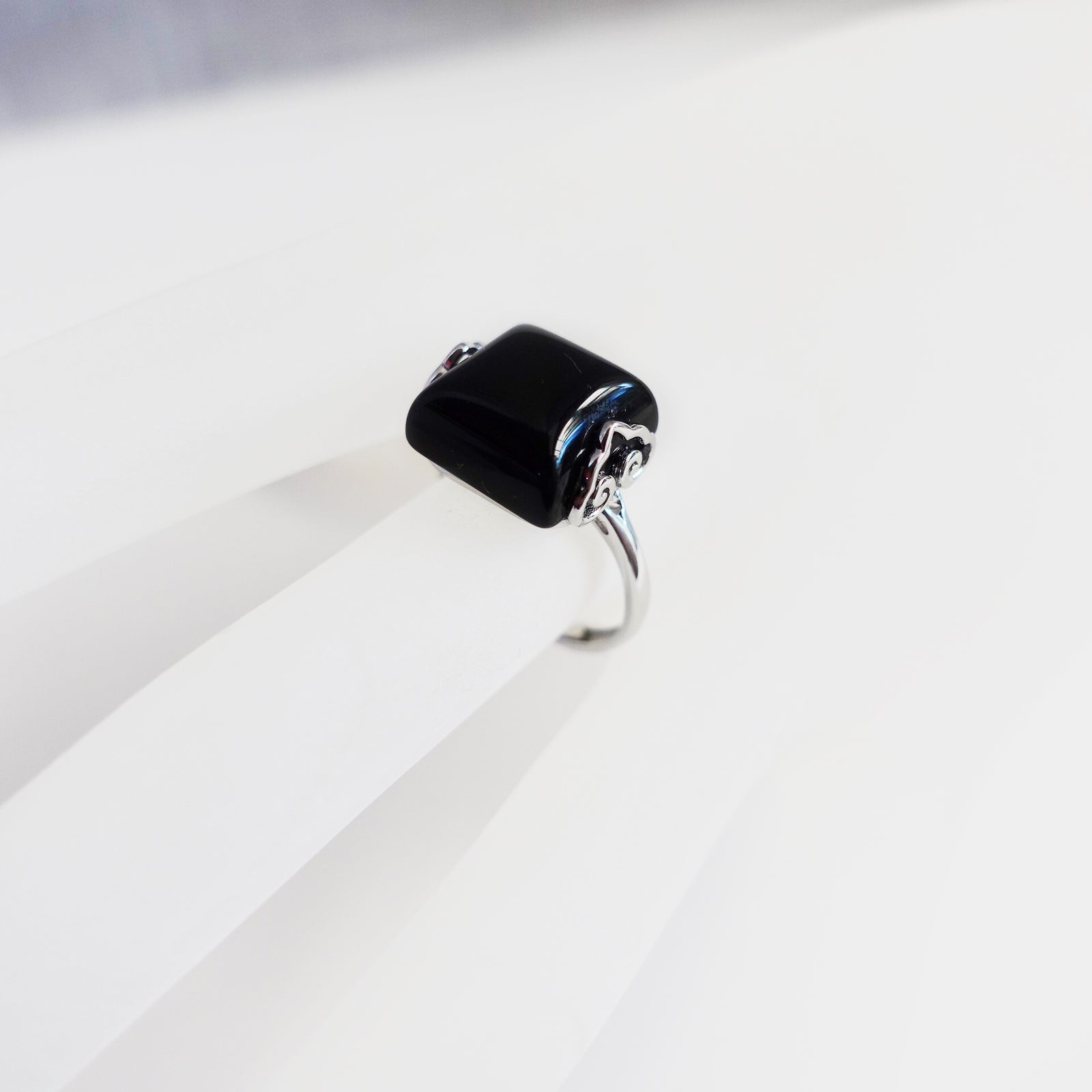 Black Obsidian Ring, Gemstone ring, Silver ring for women, silver ring for men, vintage ring, sterling silver ring, crystal ring, cocktail ring, square ring, gem rings, handmade ring, boutique ring, Asian ring, Yun Boutique Ring.